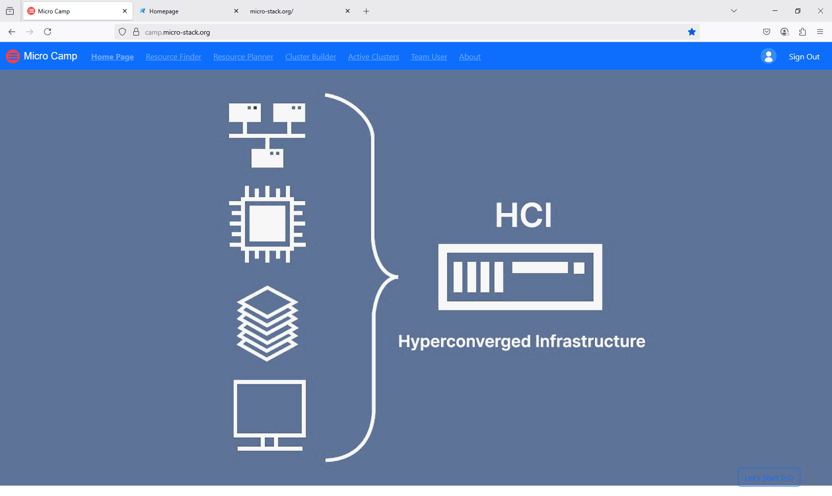 screenshot of home page