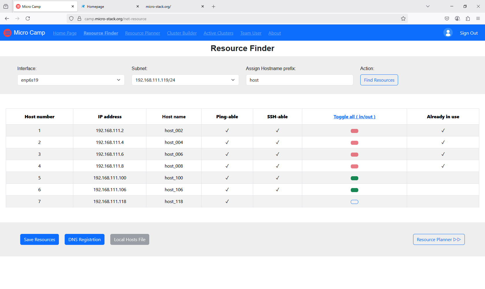 screenshot of resource finder page