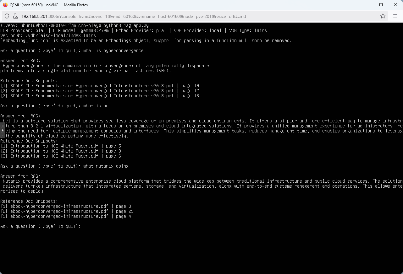 screenshot of a demo rag app qa