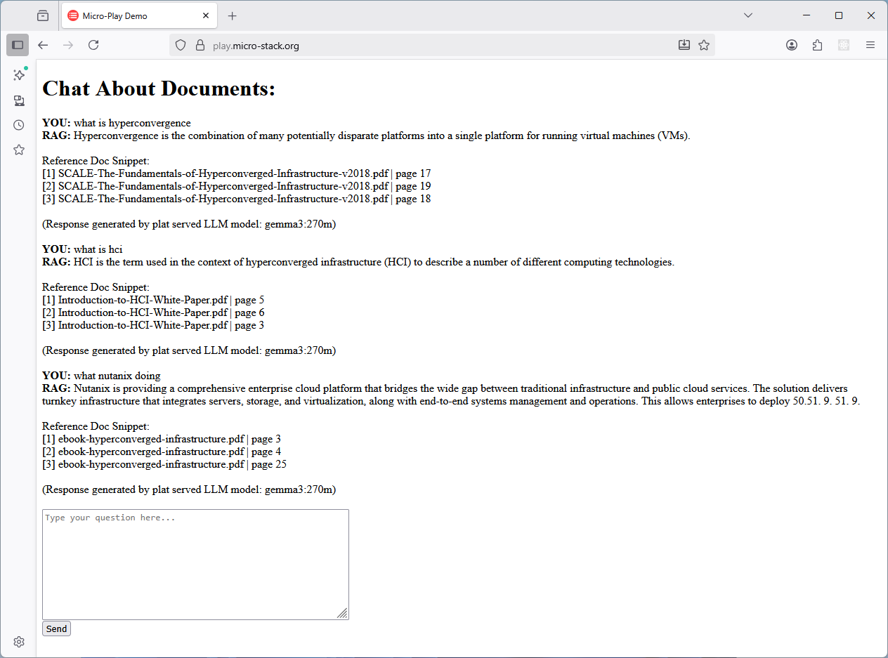 screenshot of a demo rag web qa