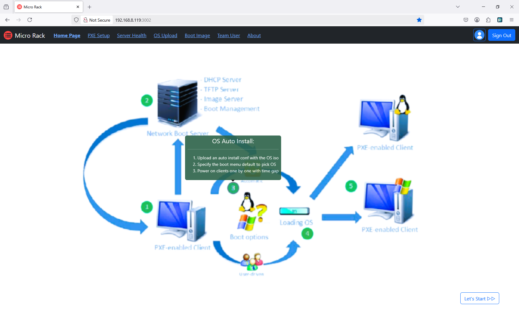 screenshot of home page