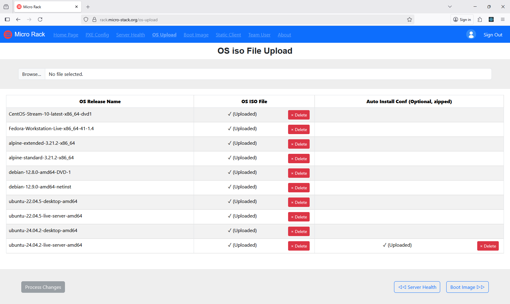Figure 5: ISO upload page