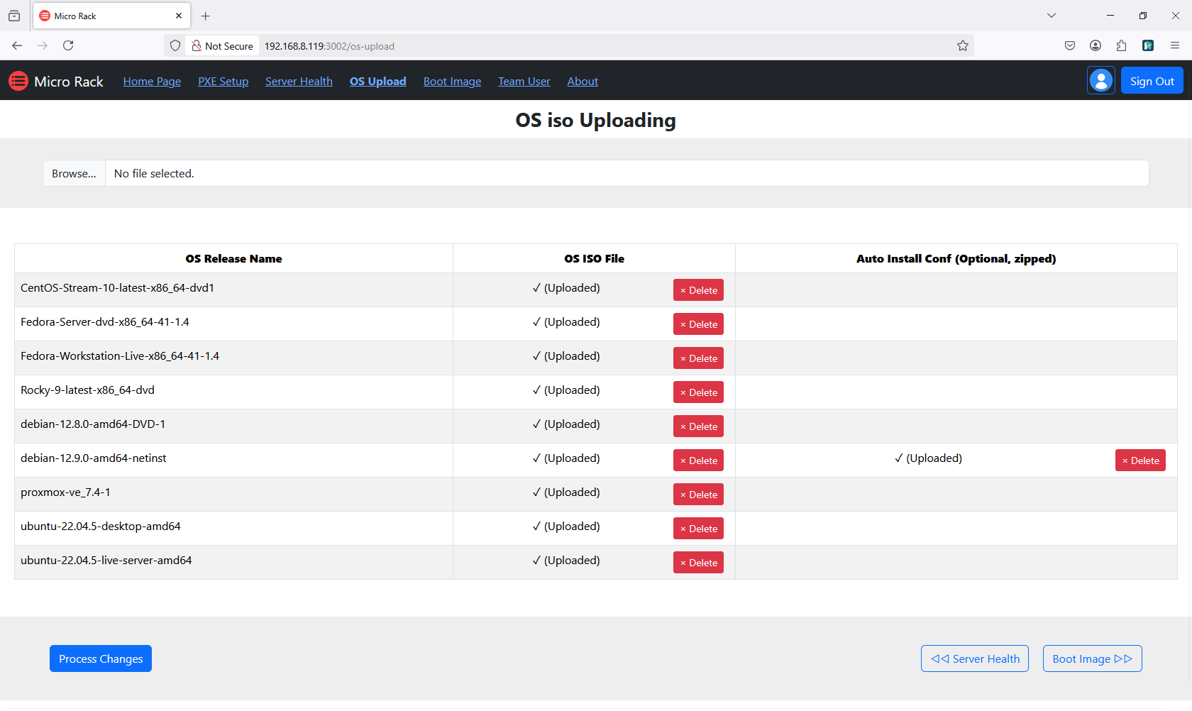 screenshot of iso upload page