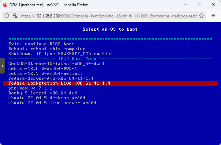 screenshot of client computer boot up screen