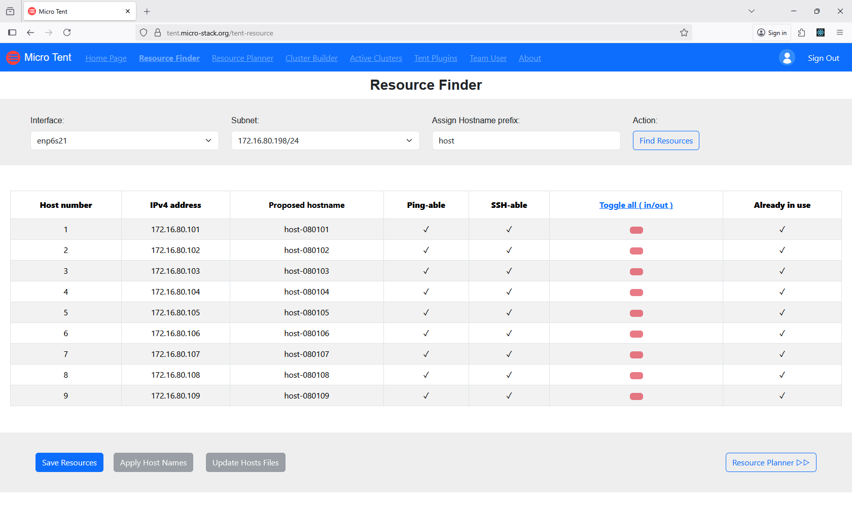 screenshot of resource finder page